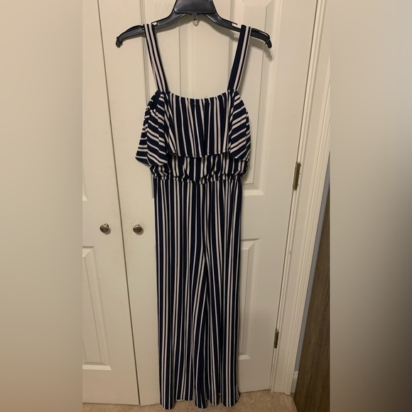 Bar III Ruffled Bodice Striped Jumpsuit - Picture 2 of 10
